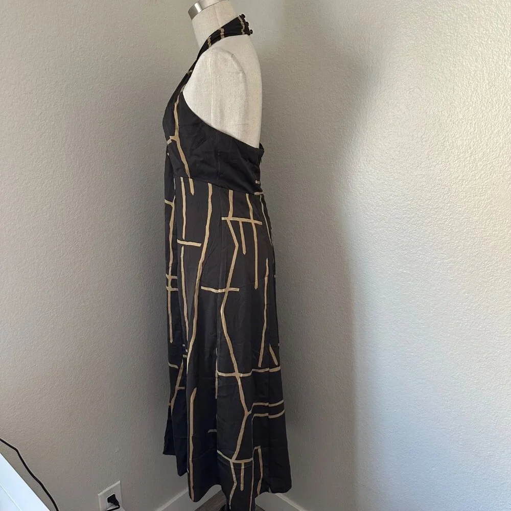 Banana Republic Factory Wrap Halter Neck Midi Dress Sleeveless Polyester Brown P - Picture 8 of 15